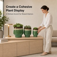 Pot de fleurs vert simple, style nordique international, pour salon, pot en céramique extra large pour plantes, Guangdong