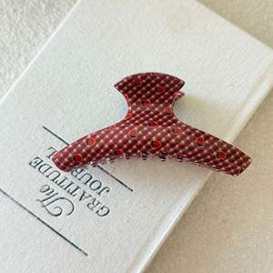 Barrette à cheveux en plastique à carreaux rouges, motif fraise mignon pour fille, pour usage quotidien décontracté - Product Image 5