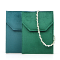 Pochette à bijoux en velours multicolore avec fermeture à pression, motif logo personnalisé, emballage de luxe portable pour colliers de perles
