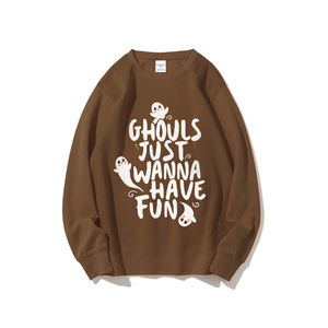 Pull tricoté pour femme à motif fantôme d'Halloween '<span class=keywords><strong>HAVE</strong></span> FUN', imprimé sur le devant, coupe ample décontractée, infroissable, respirant, en Spandex/Coton - Product Image 3