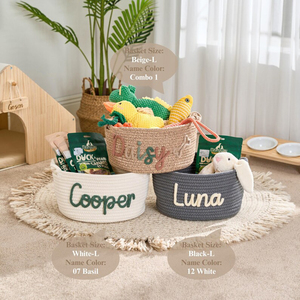 Custom Personalized Cotton Rope Storage <strong>Basket</strong> Set Hand Crocheted Name Toy Organizer Customizable Size/Color <strong>Baby</strong> Nursery - Product Image 3