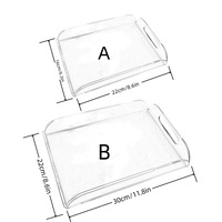Vente en gros Plateau de service rectangulaire en acrylique transparent avec poignées Organisateur décoratif pour petit-déjeuner pour table basse