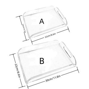 Großhandel Rechteck klar Acryl Serviert ablett mit Griffen Frühstück dekorative Organizer für Couch tisch - Product Image 3