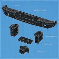 Pare-chocs arrière style ARB pour Jeep Wrangler JT Gladiator 2020-2025 en acier au manganèse, plaque de support pleine largeur, vente en gros