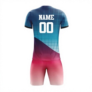 Maillot de football personnalisé, bleu, violet, rose, imprimé en dégradé, chemise à manches courtes et short, nom de l'équipe, numéro, sublimation, pour jeunes - Product Image 2