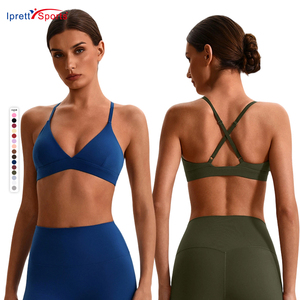 Reggiseno sportivo da donna popolare, modello halter con spalline, ad alto sostegno, imbottitura rimovibile, taglie forti, ad asciugatura rapida, per yoga e attività sportiva - Product Image 1