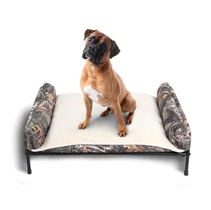 Manufacturer High Quality Camo Print Washable Folding Pet Bed Pet Cot Orthopedic Elevated Dog Cushion For Travel Camping