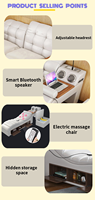 2021 Neuestes Modernes Design Luxus-Lederbett in Kingsize mit Multifunktionalem Stauraum und Massagefunktion