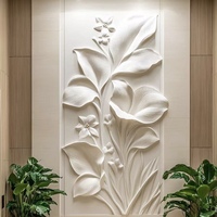 Décoration murale en fibre de verre faite à la main, simple et magnifique, avec une texture tridimensionnelle en relief de fleurs et de plantes