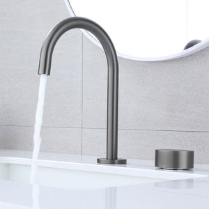 ถ้วยทองเหลืองปืนเทา2หลุมติดตั้งบนดาดฟ้าวาล์วเซรามิกก๊อกผสมอ่างล้างหน้าก๊อกน้ำห้องน้ำ - Product Image 2