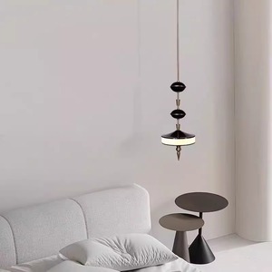 Lampe suspendue moderne ovale noire E27 LED avec interrupteur pour chambre à coucher, salle à manger, luminaire - Product Image 3