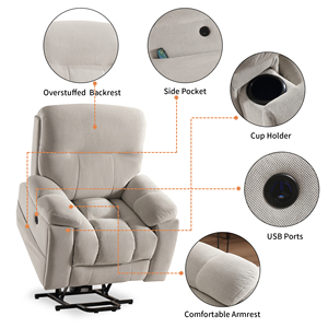 <span class=keywords><strong>Fauteuil</strong></span> électrique relevable en tissu blanc moderne VANBOW 2024 pour personnes âgées, design contemporain, fonction de massage extensible, <span class=keywords><strong>fauteuil</strong></span> <span class=keywords><strong>relaxant</strong></span> - Product Image 2