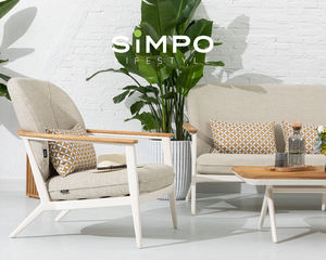 SIMPOLIFESTYLE Mobilier d'extérieur haut de gamme ATLANTA Chaise longue 3 places Jardin Terrasse Hôtel Resort Aluminium Teck Tissu Ensemble de canapés - Product Image 3