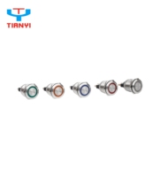 Interruptor Táctil de Botón Corto de Acero Inoxidable de 12/16/19/22/25/30 mm, Micro IP67 Impermeable, 220 V, LED, Lámpara de Símbolo de Encendido, Momentáneo