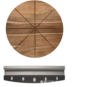 Planche à découper pour pizza en bois d'acacia, diviseur de pizza en bois massif, plateau rond pour découper la pizza en parts égales - Product Image 5