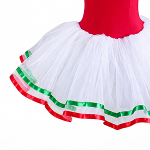 Vestido de Ballet Elástico para Niñas, Tutú de Tul Blanco con Pedrería y Cinta de Color, Disfraz para Representación Escénica de El Cascanueces - Product Image 3