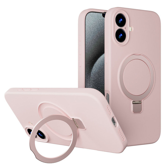 Soft Skin Feel Liquid Silicone Magnetic Ring Holder Camera Full Pack Cell Phone Case for iPhone 16 Plus 15 14 13 Pro Max