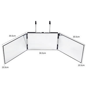Miroir 3 voies pour la coupe de cheveux, miroir à trois volets réglable en verre véritable avec lumière LED 3 couleurs et crochets télescopiques pour le maquillage - Product Image 4