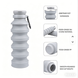 Bouteille d'eau pliable en silicone personnalisable avec logo, idéale pour le sport, la course, les voyages, le fitness, la randonnée et le camping, avec système de boisson directe. - Product Image 3