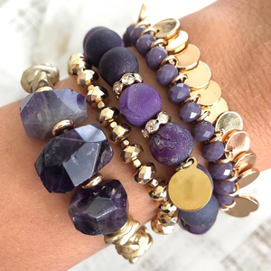 Perhiasan Bohemian Musim Panas Kustom, Batu Alam Lapis Druzy Agate Penyembuhan Kristal Susun Gelang Manik-manik <span class=keywords><strong>Set</strong></span> untuk Wanita - Product Image 6