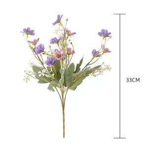2021批发33厘米人造织物油画5头野菊花节日庆典