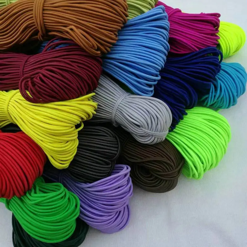3mm Cord Factory Wholesale 1.5mm 2mm 3mm 4mm 5mm 8mm 15mm Strong Stretch Round Braided Elastic Drawstring Cord