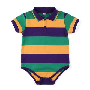 Vente en gros de vêtements pour mardi gras <span class=keywords><strong>Polo</strong></span> de rugby unisexe en coton, à rayures vertes et dorées - Product Image 5