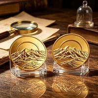 Pièce de monnaie commémorative plaquée or personnalisée, pièce de défi en relief 3D montagne, jeton métallique de collection souvenir, cadeau d'affaires et de voyage
