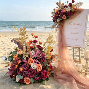 Hot Sale Handmade <b>Artificial</b> Silk Roses Centerpiece Aisle <b>flower</b> for Wedding and Christmas Decor - Product Image 1