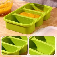 Bac de Congélation en Silicone à 3 Compartiments de Haute Qualité avec Couvercle, Boîte à Lunch Portable Réutilisable pour Cubes de Soupe, Échelle Double Face