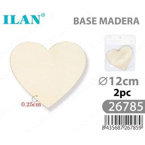Base in Legno a Forma di Cuore Ilan, 12cm, Spessore 0,25cm, 2 Pezzi - Product Image 1