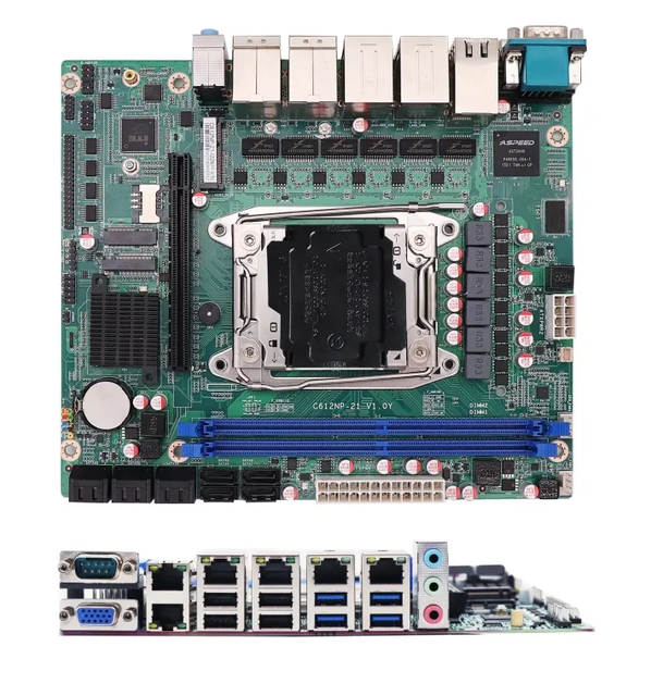 BKHD NAS C612 Motherboard Xeon E5 V3/V4 6*2.5G 10*SATA 2*PCIeX16 1*PCIeX8 Intel LGA2011 Xeon E5 V3/V4 Network Storage Server