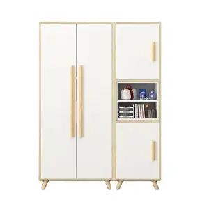 YQ JENMW furnitur kamar tidur, desain baru pintu geser kayu Modern lemari pakaian putih