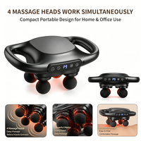 Pistolet de massage à percussion à double poignée et 4 têtes, masseur électrique portable à intensité réglable pour soulager les douleurs au cou, à la taille et aux jambes