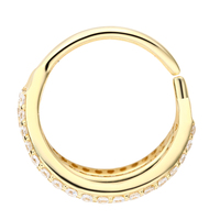 Métal éternel 14K or massif 3 couches 5A CZ pavé face à l'avant oreille et nez cerceau ventre et lèvre Piercing anneau sans couture bijoux