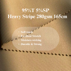 Nhà máy bán Chất lượng cao 50S Siro polyester95 % spandex5 % nặng sọc vải 280gsm căng cho nam giới và phụ nữ thời trang 8994 - Product Image 3