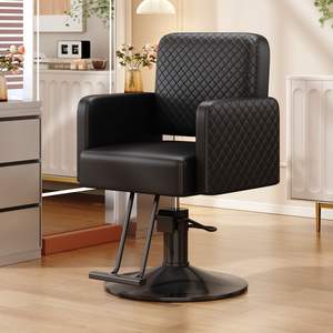 Sillón de Barbería Exclusivo de Alta Gama para Salón de Belleza con Asiento de Cuero, Bomba Hidráulica, Rotación de 360 Grados y Altura Ajustable - Product Image 2