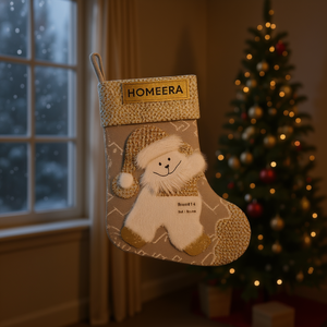 Homeera Christmas Stocking H40*L25cm Embroidered Snowman Design Hanging Loop - Product Image 2
