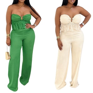 Nouvelle Arrivée Combinaison Décontractée Sexy à Franges et Col Halter Couleur Unie pour Femme Tendance - Product Image 1