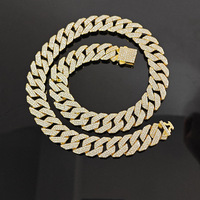 Collier Chaîne Ronal Cubaine Plaqué Or en Alliage, Fermoir à Ressort Diamanté 16mm, Fermoir Barbe de Dragon, Tendance et Très Vendu