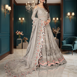 Robe de mariée personnalisée grande taille moderne brodée de fleurs en cristal sans manches transparente longue ligne A pour femme élégante - Product Image 3