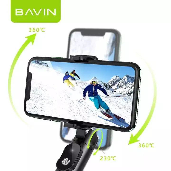Bavin wireless Selfie Stick Telescopic Mobile Phone Selfie Stick with Mini Tripod and 360 Degree Silicon Phone Clip AP03