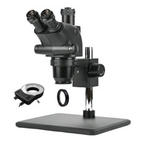 Microscope stéréoscopique trinoculaire industriel avec caméra, zoom continu à 9 vitesses, grossissement continu, 144 LED, enregistrement vidéo