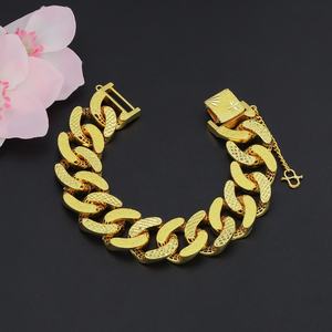 Jxx Hip Hop Jewelry 24K Gold Plated Bracelet Cuban Link <b>Chain</b> Bracelet for Men - Product Image 4