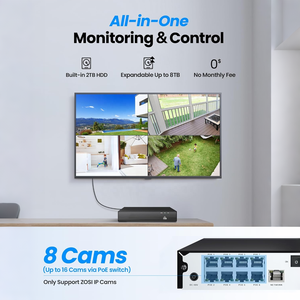 Système de Caméras de Sécurité 8MP 4K PoE avec Détection Faciale IA, Suivi Automatique, Vue à 360°, 4 Caméras, Audio Bidirectionnel, Sirène d'Alarme, Extensible 8CH/16CH, Disque Dur 2 To - Product Image 5