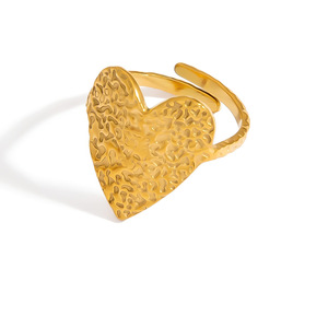 Heart Shape Stainless Steel <b>Ring</b> 18k Gold Plated Adjustable <b>Opening</b> Valentine's Day Jewelry For Women - Product Image 5