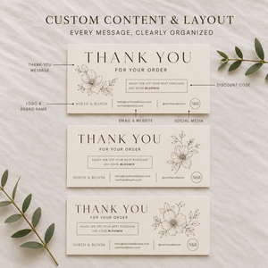Tarjetas de Agradecimiento Minimalistas Impresas Personalizadas, Tarjetas con Diseño Floral Elegante y Detalles de Marca Personalizados para Empaquetado de Clientes - Product Image 4