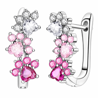 Anting-anting kancing kucing SPJ terlaris, perak sterling S925, warna pink, zirkonia kubik 5A, perhiasan kucing lucu untuk wanita, grosir