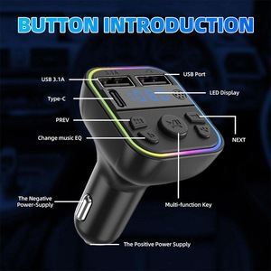 G38 G39 PD QC 3.1A Lecteur <span class=keywords><strong>MP3</strong></span> de voiture sans fil mains libres, kit voiture, double chargeur USB C rapide, modulateur, émetteur FM Bluetooth - Product Image 3