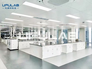 Banco de trabajo de marco de acero H para muebles de laboratorio UFU con gabinete para Universidad Dental - Product Image 3